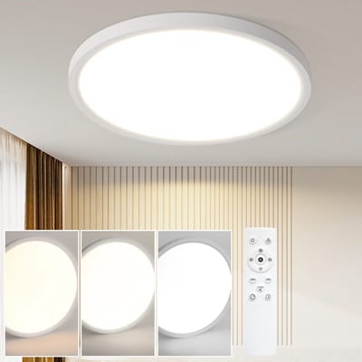 NETTLIFE Plafondlamp LED - 22cm - Wit - Rond - 3000-6500 K Dimbaar - Platte Plafondlamp - voor Slaapkamer | Badkamer | Woonkamer | Keuken - 18W