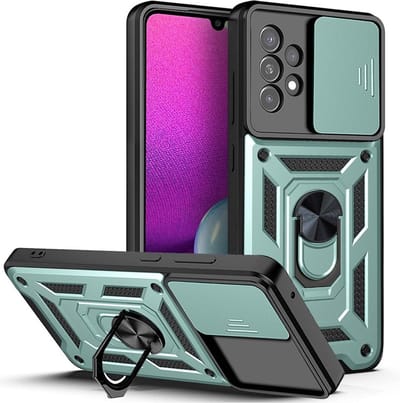 Coverup Hoesje - Geschikt voor Samsung Galaxy A33 Hoesje - Coverup Armor Ring Kickstand Back Cover met Camera Shield - Mintgroen