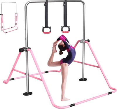 AHD® Duikelrek - Rekstok - Turnrek - 3' tot 5' verstelbare hoogte - antislip - Roze - ‎102cm x 13cm x 15cm