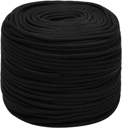 Sterk Gevlochten Werkkoord Polyester 6mm x 250m Zwart - Duurzaam Touw voor Binnen en Buiten