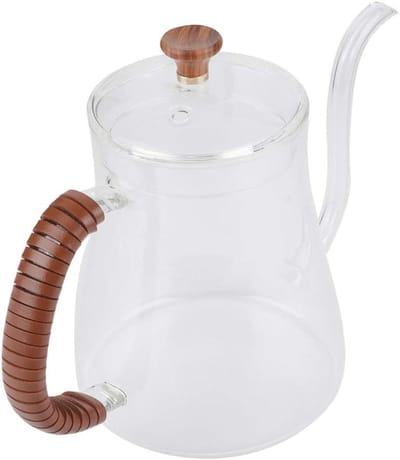 Glazen Waterkoker - Theepot Koffiekan - Thee Zetten - Zwanenhals Uitloop - 600 ml - Transparant