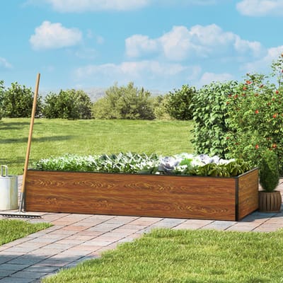 195 x 77 x 39 cm Moestuinbak Halfsize, Laklaag met houtoptiek