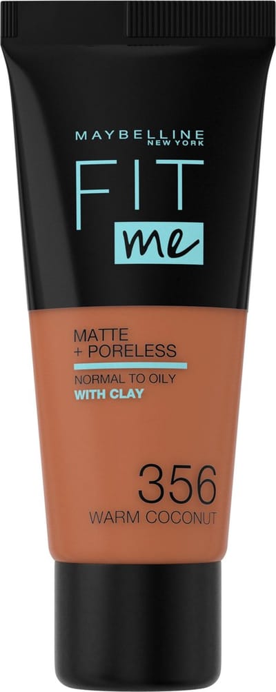 Maybelline New York - Fit Me Matte + Poreless Foundation - 356 Warm Coconut - Medium Dekkende Foundation met Matte Finish voor de Normale tot Vette Huid - 30 ml