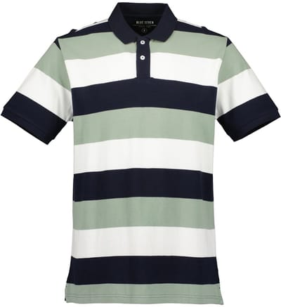 Blue Seven - 321194 heren polo - groen gestreept - KM - maat S