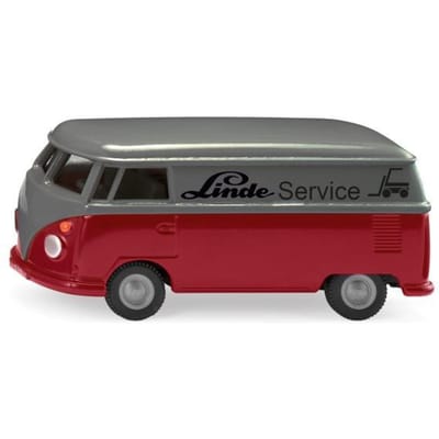 Siku 2362, VW T1 Transporter, 1:50, metaal/kunststof, rood/grijs, speelgoedauto, deuren om te openen, trekhaak