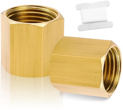 Dailygoods- Verbindingsstuk Messing - 2 Stuks - 1/4 Inch IG - Dubbele Nippelkoppeling - Zeskantig - Afdichtband Inbegrepen - Fitting
