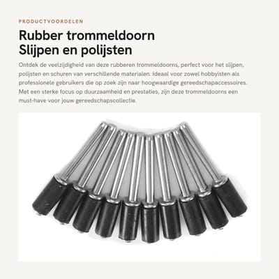 Dailygoods- Trommeldoorn 10 Stuks - Rubber - Slijpmachine Accessoire - Polijsten/Snijden - Schuren - 2,35 mm Schachtdiameter - Duurzaam Metaalmateriaal - Schuurdoorn