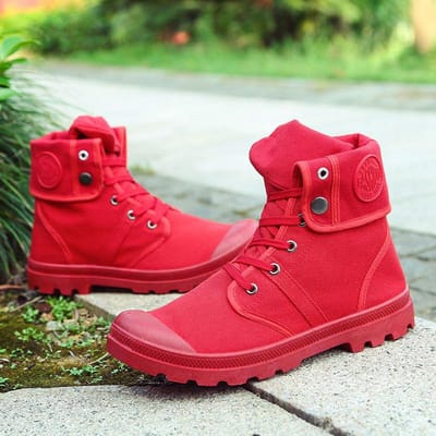 Lente Nieuwe Herenschoenen High-Top Casual Canvas Schoenen Heren Outdoor Sportschoenen Trendy Schoenen 46 rood