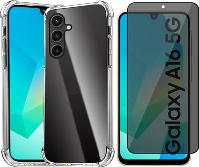 Hoesje geschikt voor Samsung Galaxy A16 - Privacy Screenprotector Volledig Dekkend Glas - Shockproof Transparant