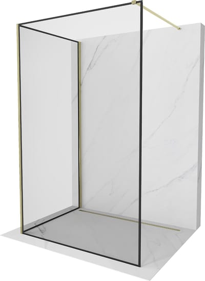 Mexen Kioto douchewand Walk-in 120 x 70 , zwart frame, goud - 800-120-212-50-70-070