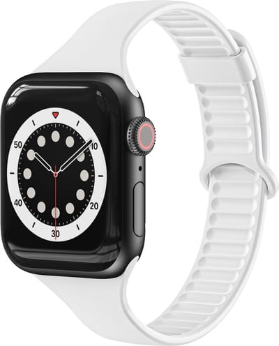 By Qubix - Geschikt voor Apple Watch bandje - TPU Slim Fit bandje - Wit - Geschikt voor Apple Watch 44mm / 45mm / 46mm / 49mm (Ultra 1,2 en 3) - siliconen sport bandje - smartwatchbandje
