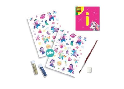 SES Creative - Unicorn - Tattoos voor Kinderen - 64 Tattoos met Glitters - Neptattoo - Gemakkelijk Afwasbaar - Vanaf 5 jaar