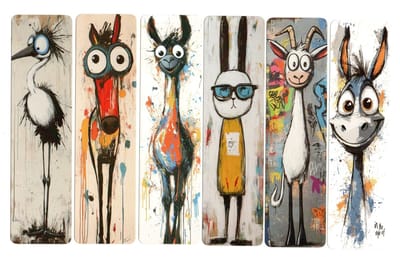 Dieren Boekenleggers Set van 6 – Kleurrijke Bladwijzers – 15 x 4 cm – Dubbelzijdig – Voor Kinderen en Volwassenen
