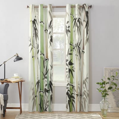 Bamboe Bos In Chinese Stijl Raamgordijnen Voor Woonkamer Slaapkamer Luxe Modern Keukengordijnen Stof Gordijnen 135W x 60H(cm) x1 gray
