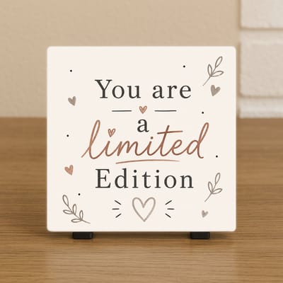 Wenstegeltje – You are a limited – minimalistisch – Cadeau – Trendy nu – Wanddecoratie – Cadeau voor Collega, Familie of voor vriend(in) – Sfeervol en Persoonlijk – Zomaar - Incl standaard