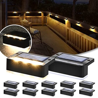Solar Hekverlichting Buiten 12 Stuks - Led Trapverlichting Waterdicht - Warm Wit 3000K - Zwart