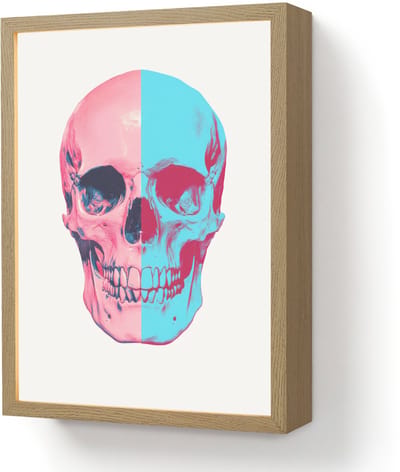 Wandlamp 30x40 cm - Oplaadbaar - Schedel - Grafisch - Roze - Verdeeld - Wandlampen binnen woonkamer - Slaapkamer lamp - Decoratieve nachtlamp - Vloerlamp draadloos