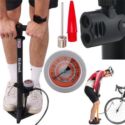 FIT4MED ELL-714 Serie - Fietspomp - Stabiele Basis - 11 BAR - Presta/Dunlop/Schrader