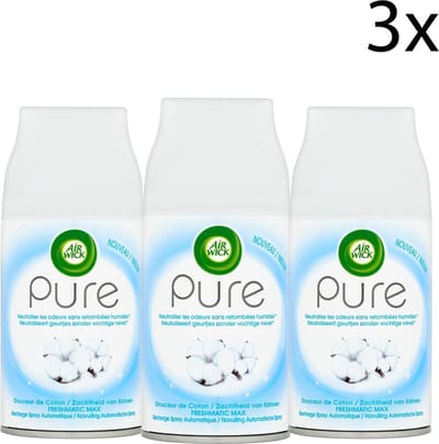 Air Wick Freshmatic Automatische Spray Luchtverfrisser - Pure Zachtheid van Katoen - Navulling 250ml x3
