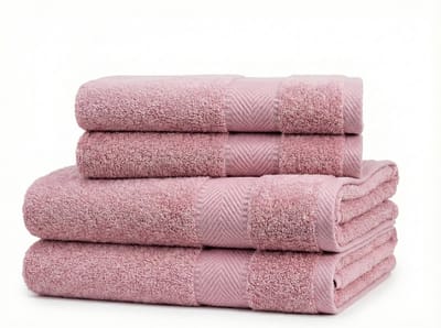 Blanche Nuit Set van 4 - 2x Handdoek 50x100 cm en 2x Badlaken 70x140 cm - 100% Katoen - 500 gr/m2 - Poederroze