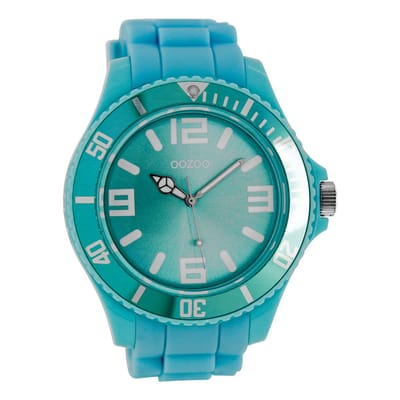 OOZOO Timepieces - Licht blauwe horloge met licht blauwe rubber band - C4165