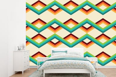 Behang - Fotobehang Retro - Strepen - Design - Seventies - Breedte 360 cm x hoogte 260 cm