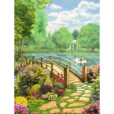 Peinture au Diamant Paysage Arbre Perçage Complet Mosaïque Diamant Strass Image Point 20X30CM beige