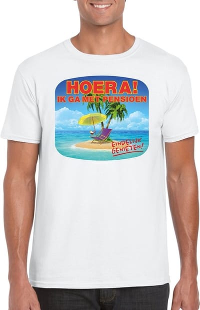 Pensioen t-shirt voor heren - wit S