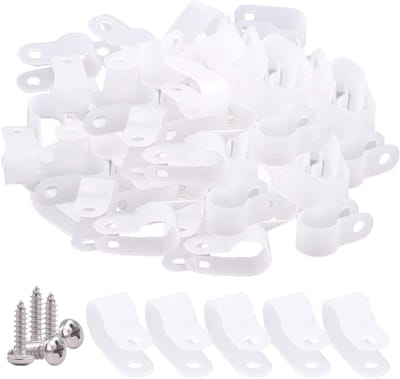 60 Stuks 1/2 Inch Witte Nylon Schroef Bevestigingsclips voor Kabels, Draden en Leidingen met 60 Schroeven