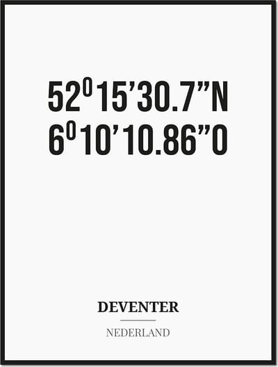 Poster/kaart DEVENTER met coördinaten