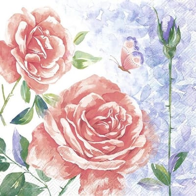 Lunch servetten Aquarell rose - IHR - 33x33 cm