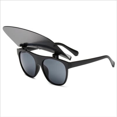 Uniek Luxe Merk Hoed Flip Zonnebril Voor Dames Heren Eén Stuk Vierkant Wit Zwart Hip Hop Zonneklep Brillen MULTI black