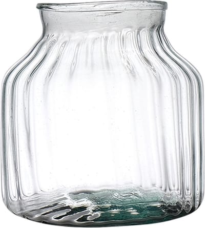 Hakbijl Glass Bloemenvaas Organic - transparant - eco glas - 21 x 20 cm - Melkbus vaas