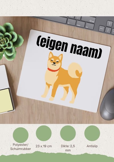 Akyol - hond rode halsband met eigen naam Muismat - Honden - honden liefhebbers - iemand die houdt van honden - verjaardag - cadeau - kado - 23 bij 19 cm