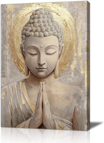 Boeddhabeeld Canvas - Spirituele Muurschildering Religieus - Woonkamer Decoratie - Klaar om op te hangen - 40 x 60 cm