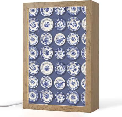Tafellamp 20x30 cm - LED lamp - Borden - Floraal - Blauw - Decoratieve tafellampen - Dimbaar - Tafellampje slaapkamer - Woonkamer binnen