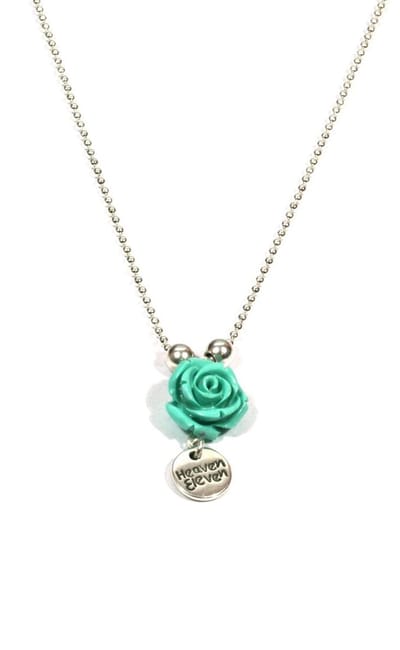 Heaven Eleven ketting rvs ballchain met een turkoois koraal roosje