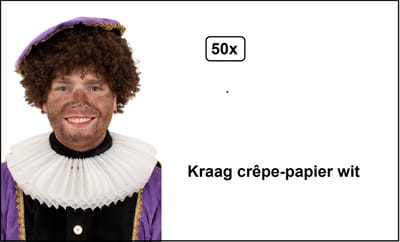 50x Kraag crêpe-papier wit - Sint en Piet thema feest sinterklaas feest kragen