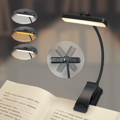 IBETTERTEC LED Leeslamp - 3 Kleurtemperaturen & 5 Helderheidsniveaus - 360° Flexibele Boekenlamp met 24 LED's - USB Oplaadbaar & 80Uur Werking - Oogvriendelijk Licht voor Bed, Bureau en Nachtlezen