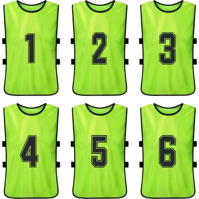 6 STUKS Volwassenen Voetbal Hesjes Sneldrogend Voetbal Team Shirts Jeugd Sport Scrimmage Voetbalteam 6pcs For Adults fluorescerende groene kleur