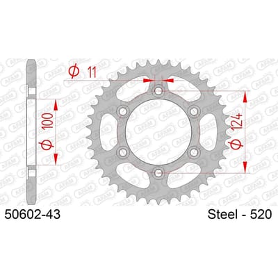 Stalen motortandwiel achteraan Afam 520 43 dents