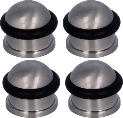 AMIG Deurstopper/deurbuffer - 4x - D30mm - inclusief schroeven - mat zilver
