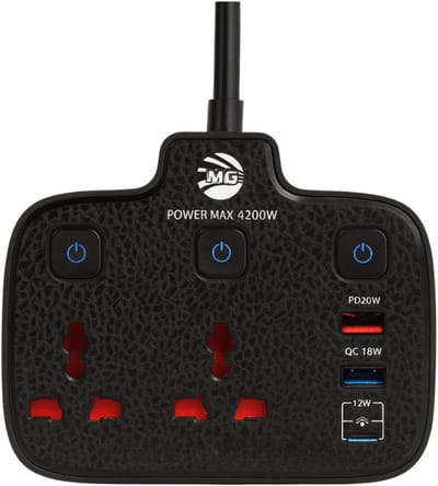 MG ST10 Home & Travel Power Strip - Portable - Black