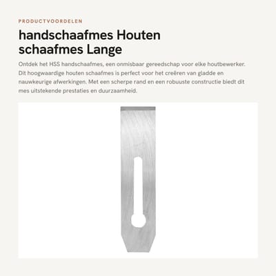 Dailygoods- Handschaafmes HSS 51 mm - Houten Schaafmes - Scherp Mes - Duurzaam - Hoogwaardige Kwaliteit - Lange Levensduur - Schaaf