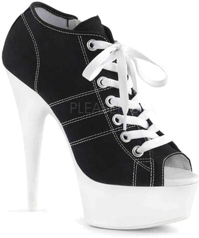 EU 35 = US 5 | DELIGHT-600SK-01 | 6 Heel, 1 3/4 PF Open Toe Sneaker, Side Zip