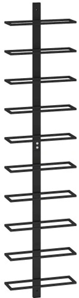 Archi wijnrek – Wijnrek muur - Wijnrek metaal - Stalen Flessenrek - Opbergrek - Wandmontage – Zwart – 27 x 10 x 116 cm