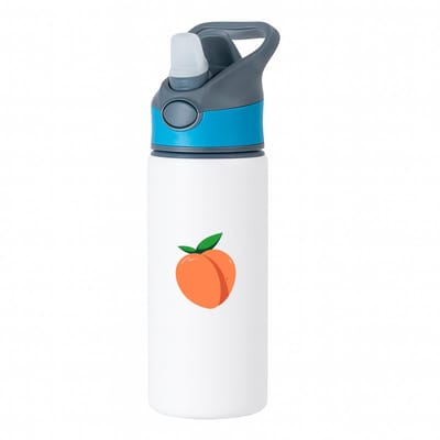 Hacebo® - Perzik waterfles met rietje blauw - Fruitschaal - fruit liefhebbers - Fluweelfruit - vrucht - water fles - 650ML