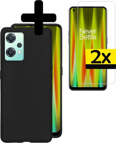 Hoesje - Met 2x Screenprotector - Geschikt voor OnePlus Nord CE 2 Lite - Sterk & Shockproof - Back Cover - Siliconen Case - Telefoon Hoes - Telefoonhoesjes - Zwart