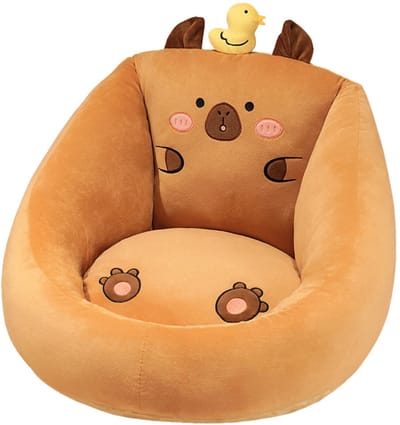 Kinder Fauteuil - Zachte Kinderstoel Met Eend - Baby & Peuter Stoeltje - Capybara Pluche - Plush Zetel - Voor Kinderkamer - 50x45 cm - Bruin