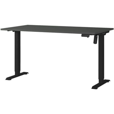 Bureau Monaco, elektrisch in hoogte verstelbaar, rechthoekig, T-poot, bedieningspaneel met geheugen, B 1400 x D 800 x H 720-1190 mm, grafiet/zwart